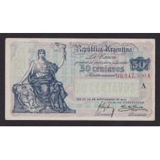 ARGENTINA COL. 401 BILLETE PROGRESO 1935 DE 50 CENTAVOS SIN CIRCULAR BOTERO 1801 UNC